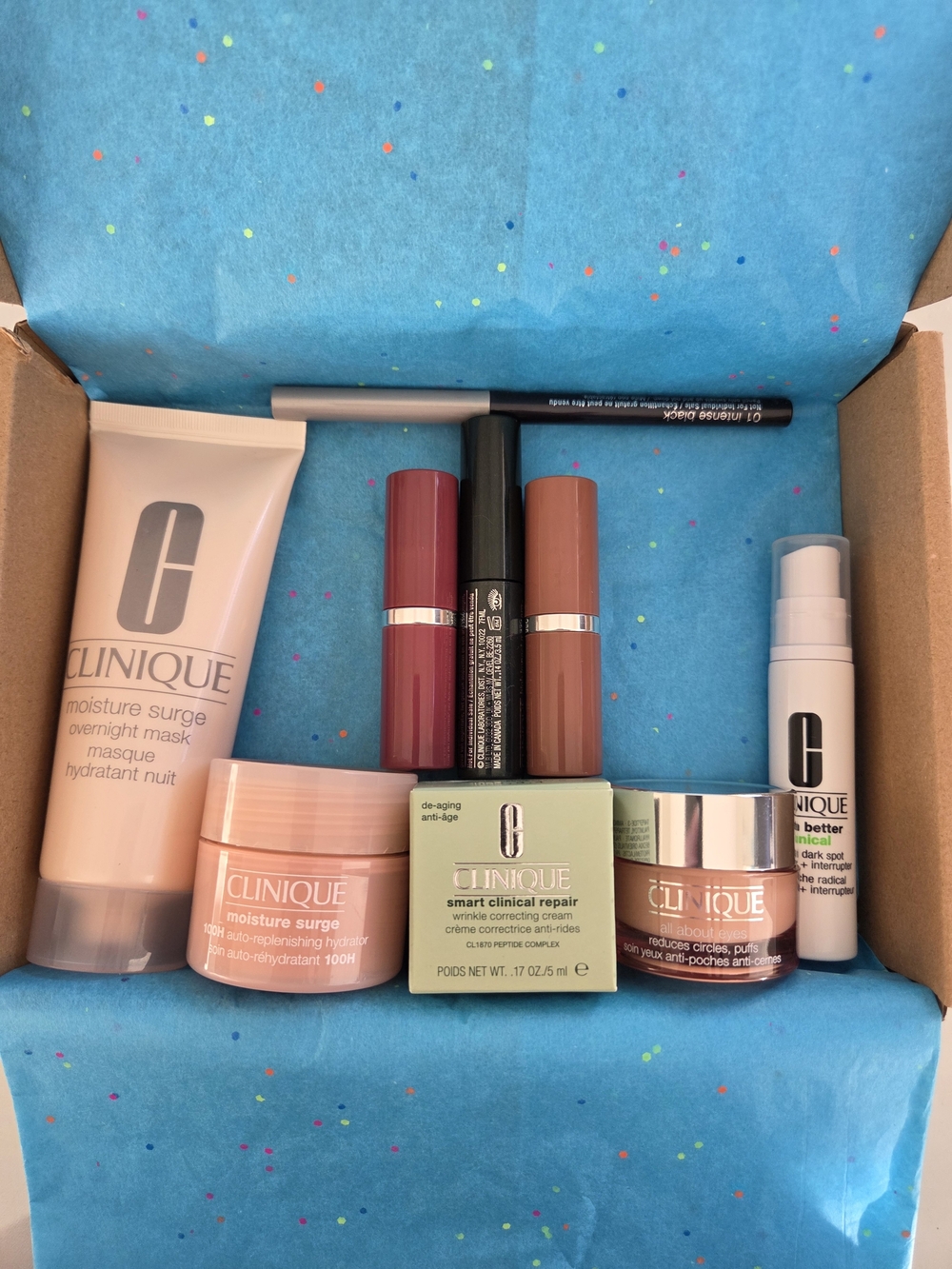 Clinique Mini Skincare, Lipstick & Eye Makeup Bundle